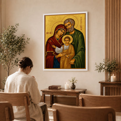 Byzantine Holy Family Icon Poster/Canvas – Catholic Orthodox Religious Wall Art