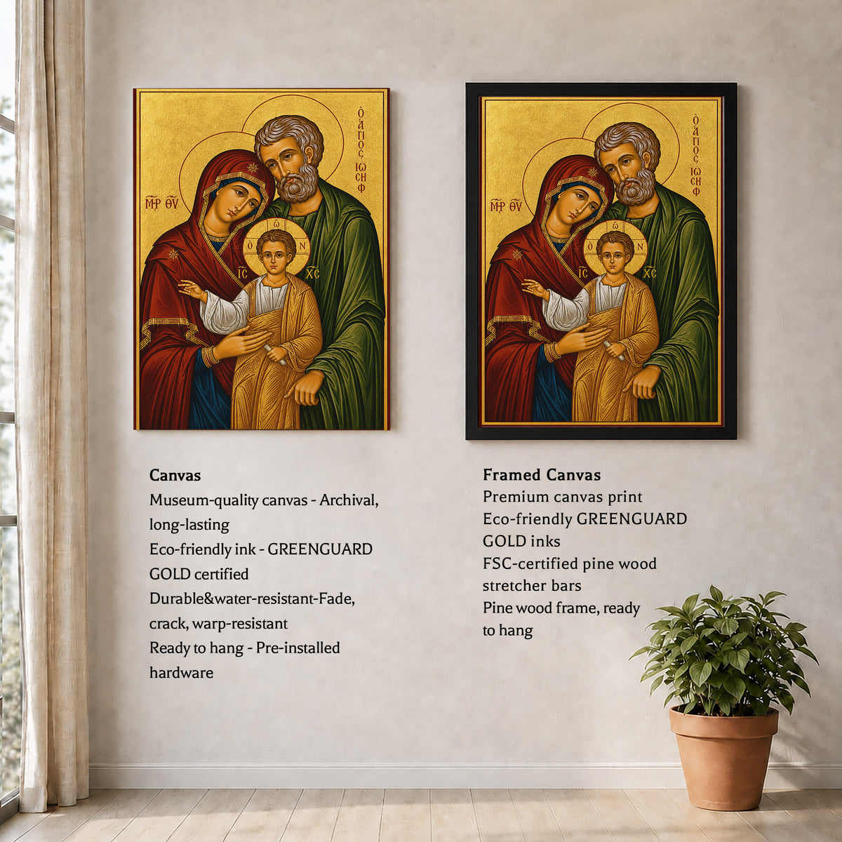 Byzantine Holy Family Icon Poster/Canvas – Catholic Orthodox Religious Wall Art