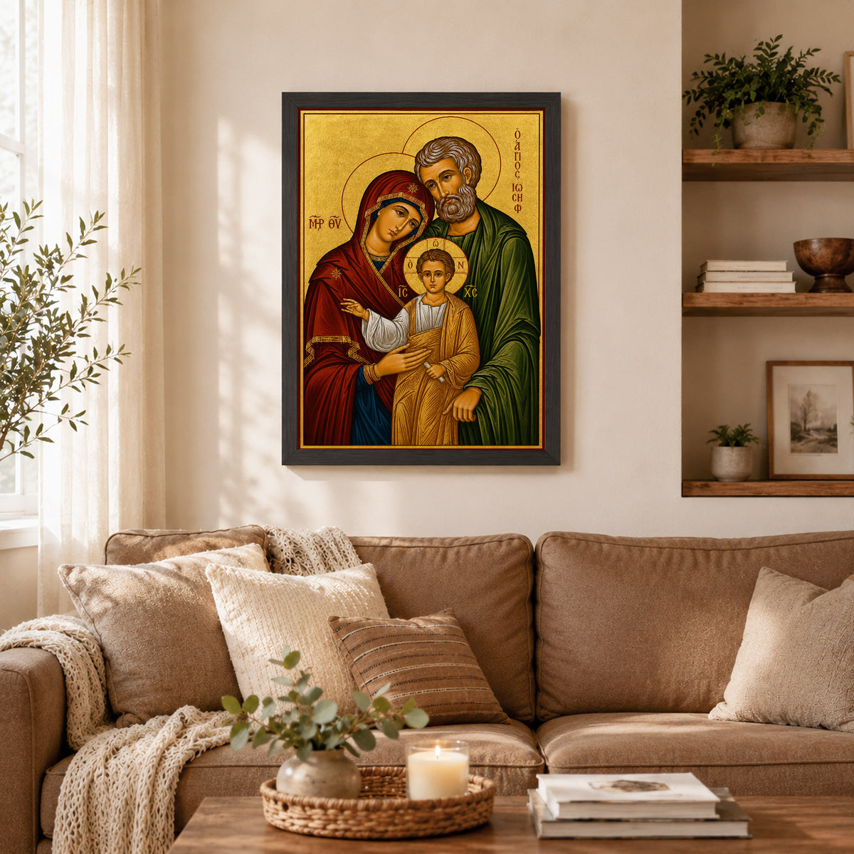 Byzantine Holy Family Icon Poster/Canvas – Catholic Orthodox Religious Wall Art