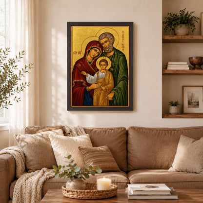 Byzantine Holy Family Icon Poster/Canvas – Catholic Orthodox Religious Wall Art