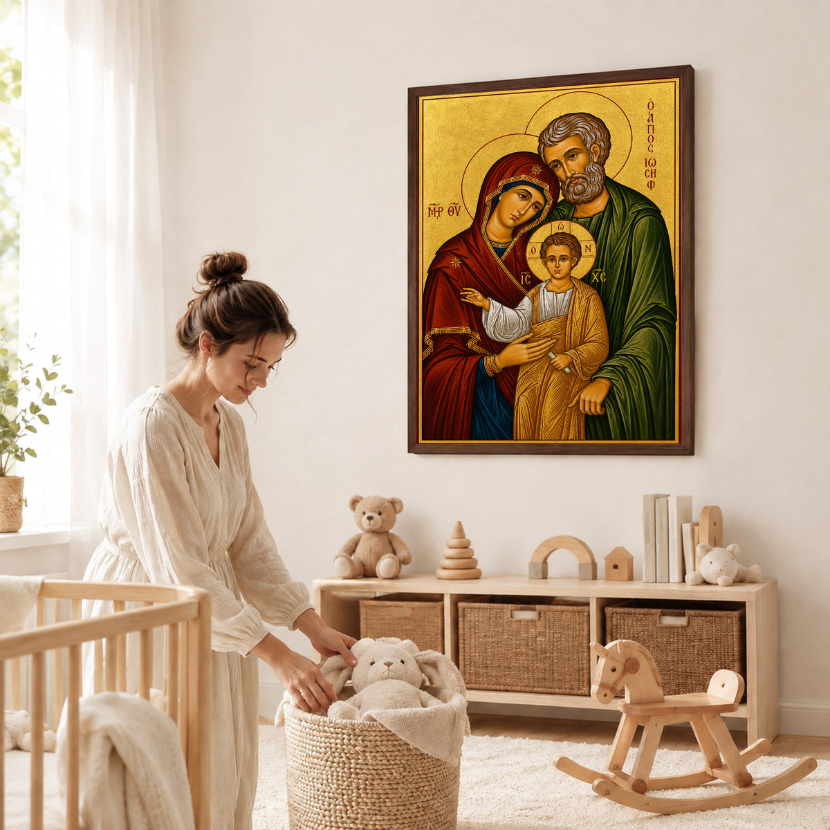 Byzantine Holy Family Icon Poster/Canvas – Catholic Orthodox Religious Wall Art