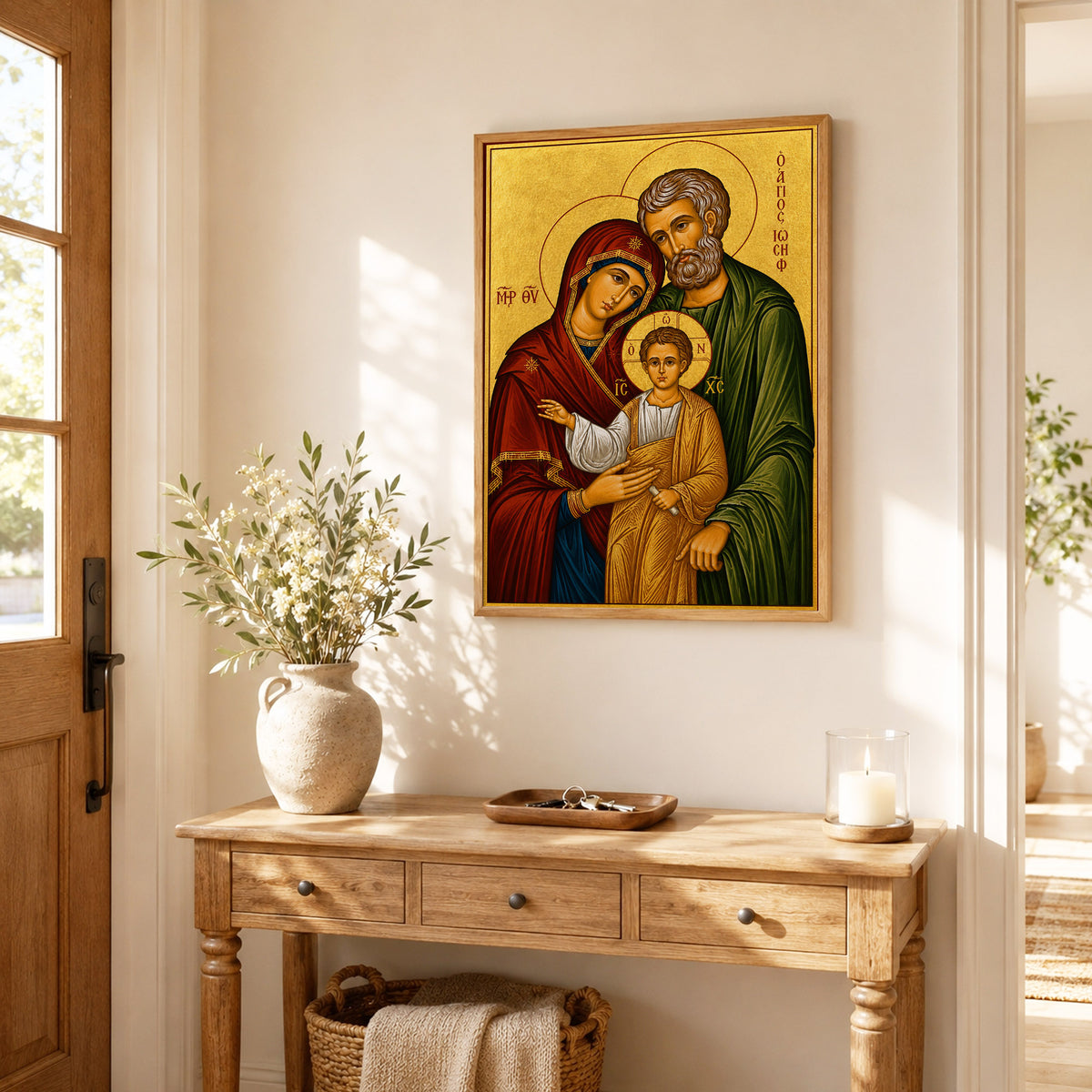 Byzantine Holy Family Icon Poster/Canvas – Catholic Orthodox Religious Wall Art