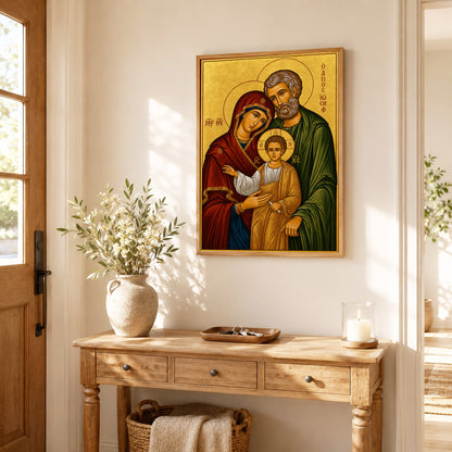 Byzantine Holy Family Icon Poster/Canvas – Catholic Orthodox Religious Wall Art