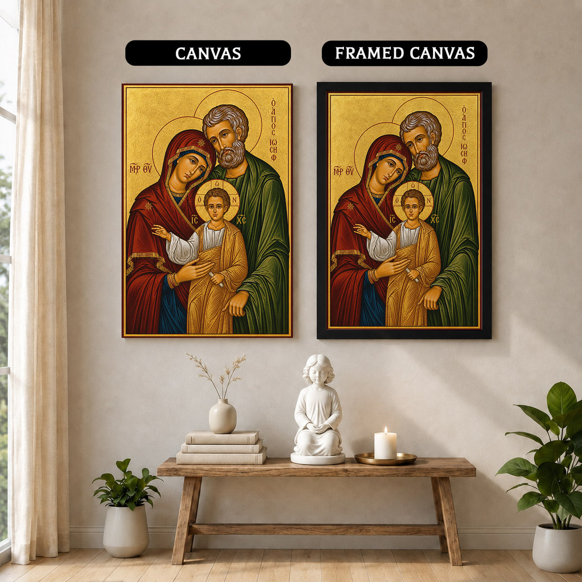 Byzantine Holy Family Icon Poster/Canvas – Catholic Orthodox Religious Wall Art