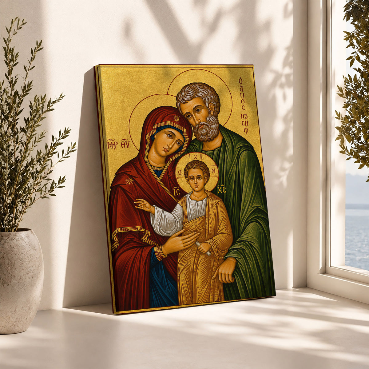 Byzantine Holy Family Icon Poster/Canvas – Catholic Orthodox Religious Wall Art