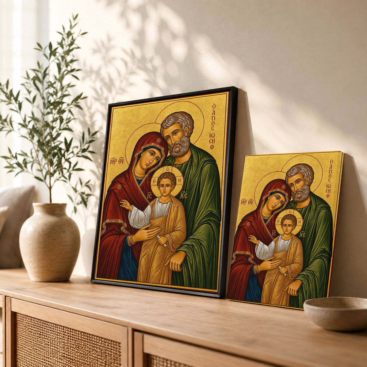Byzantine Holy Family Icon Poster/Canvas – Catholic Orthodox Religious Wall Art