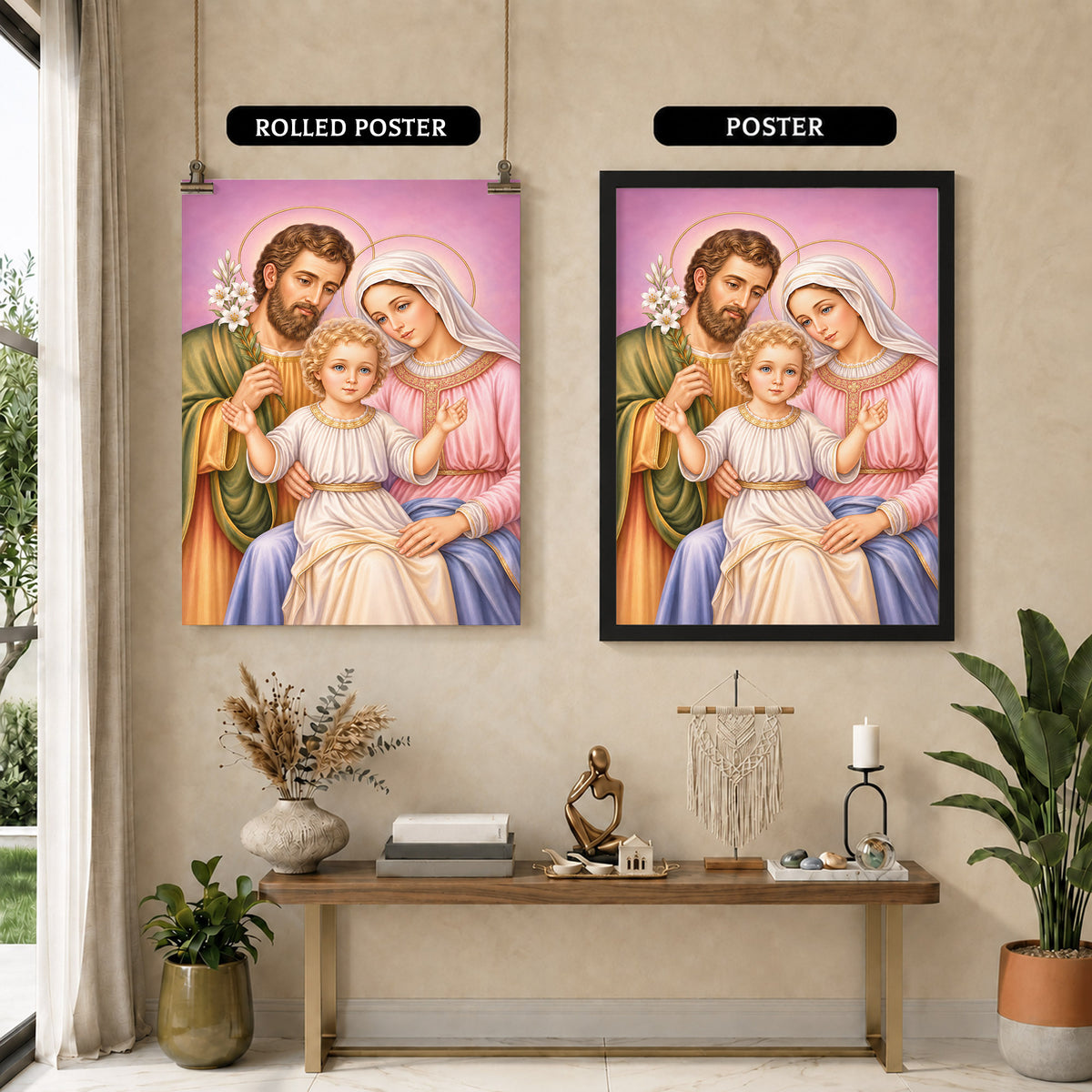 Holy Family with Child Jesus Poster/Canvas – Catholic Christian Wall Art