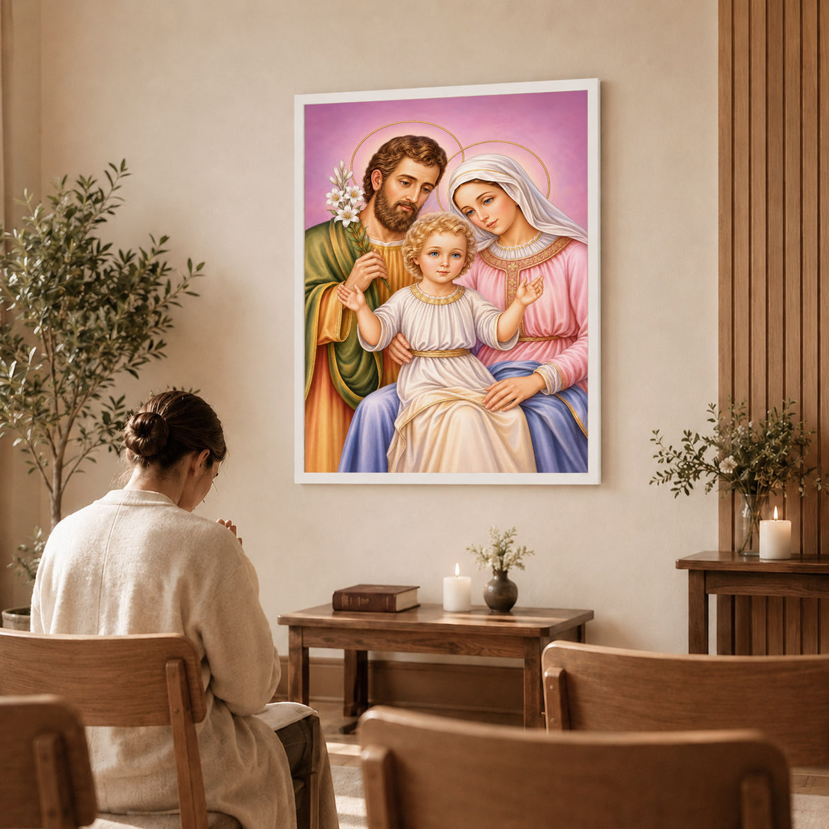 Holy Family with Child Jesus Poster/Canvas – Catholic Christian Wall Art