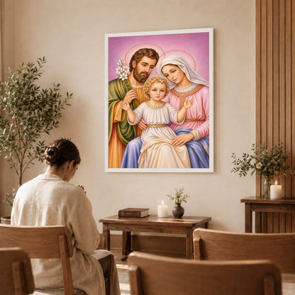Holy Family with Child Jesus Poster/Canvas – Catholic Christian Wall Art