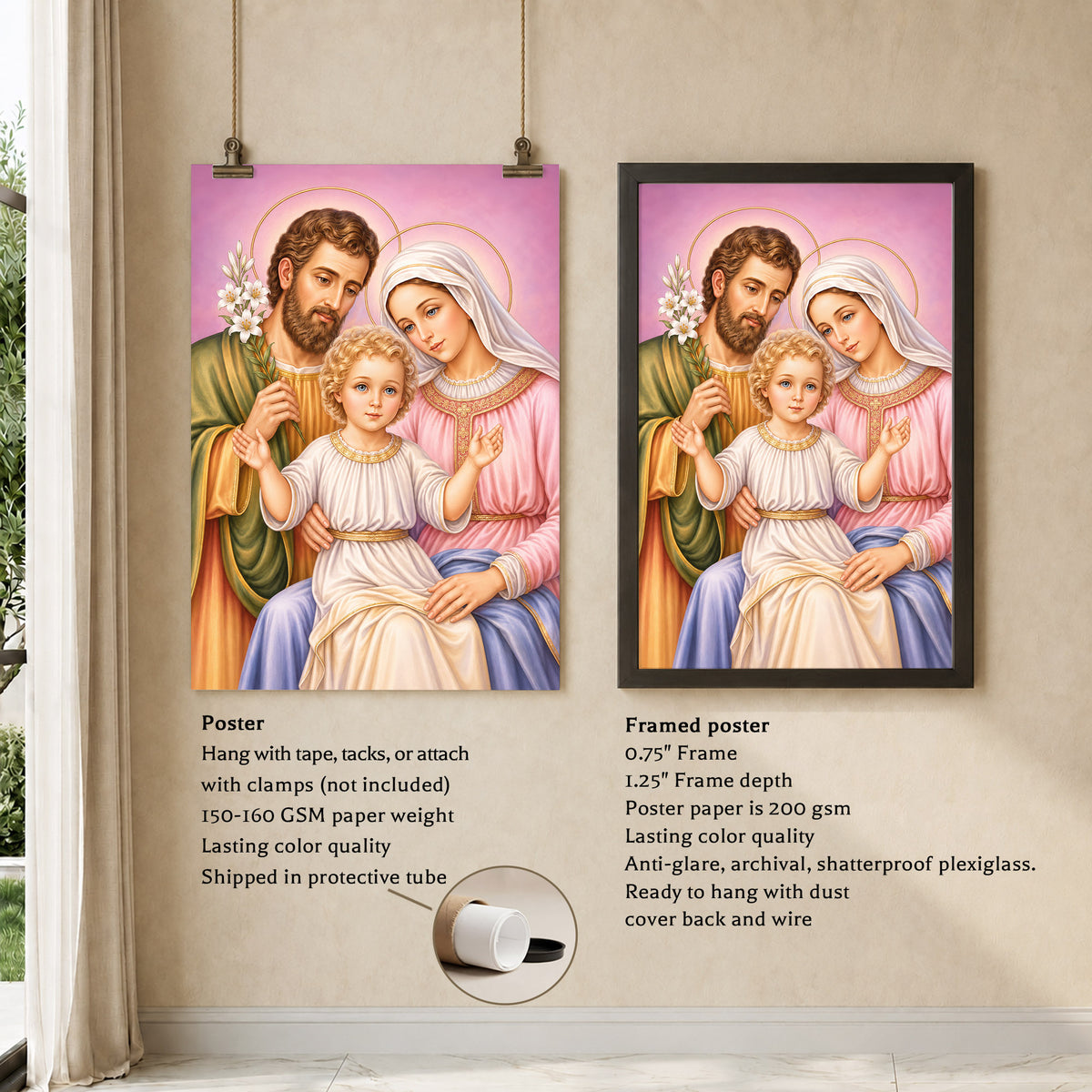 Holy Family with Child Jesus Poster/Canvas – Catholic Christian Wall Art