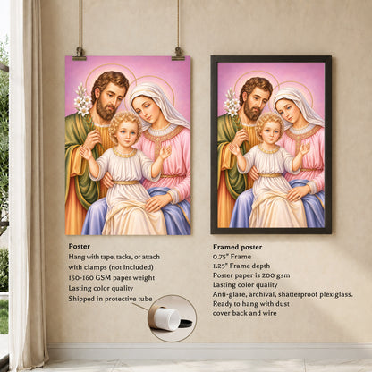 Holy Family with Child Jesus Poster/Canvas – Catholic Christian Wall Art