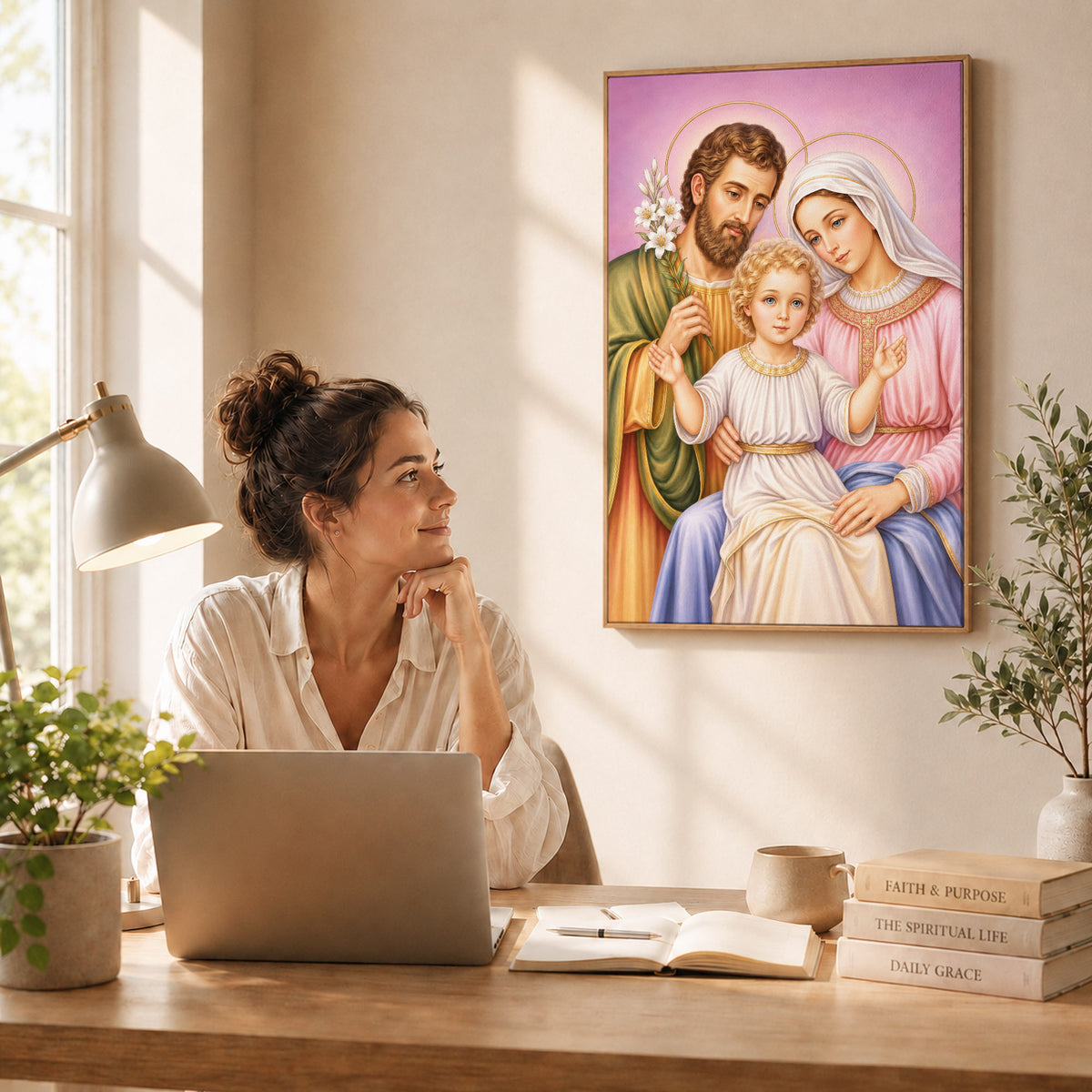 Holy Family with Child Jesus Poster/Canvas – Catholic Christian Wall Art