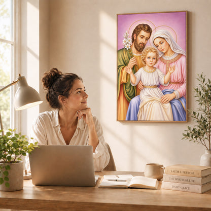 Holy Family with Child Jesus Poster/Canvas – Catholic Christian Wall Art