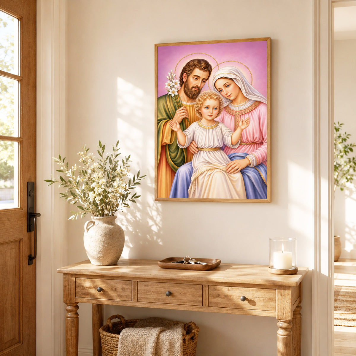 Holy Family with Child Jesus Poster/Canvas – Catholic Christian Wall Art