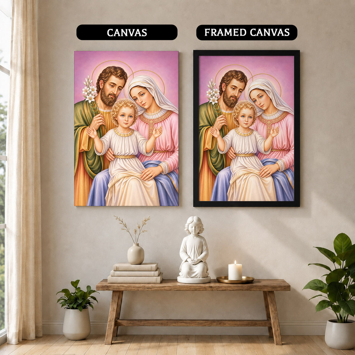 Holy Family with Child Jesus Poster/Canvas – Catholic Christian Wall Art