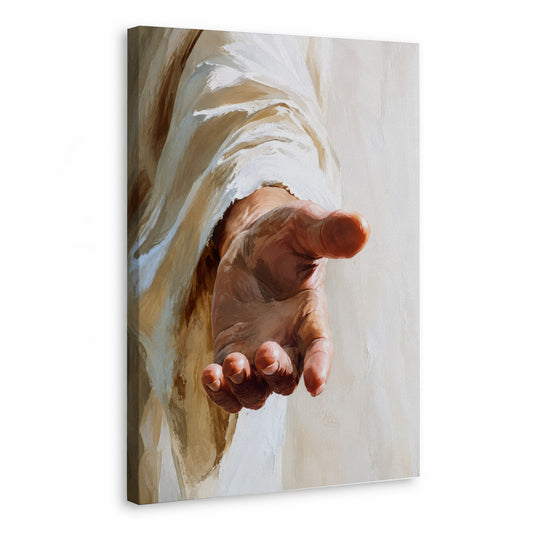 Jesus Reaching Hand Poster/Canvas – Christian Wall Art of Hope and Grace