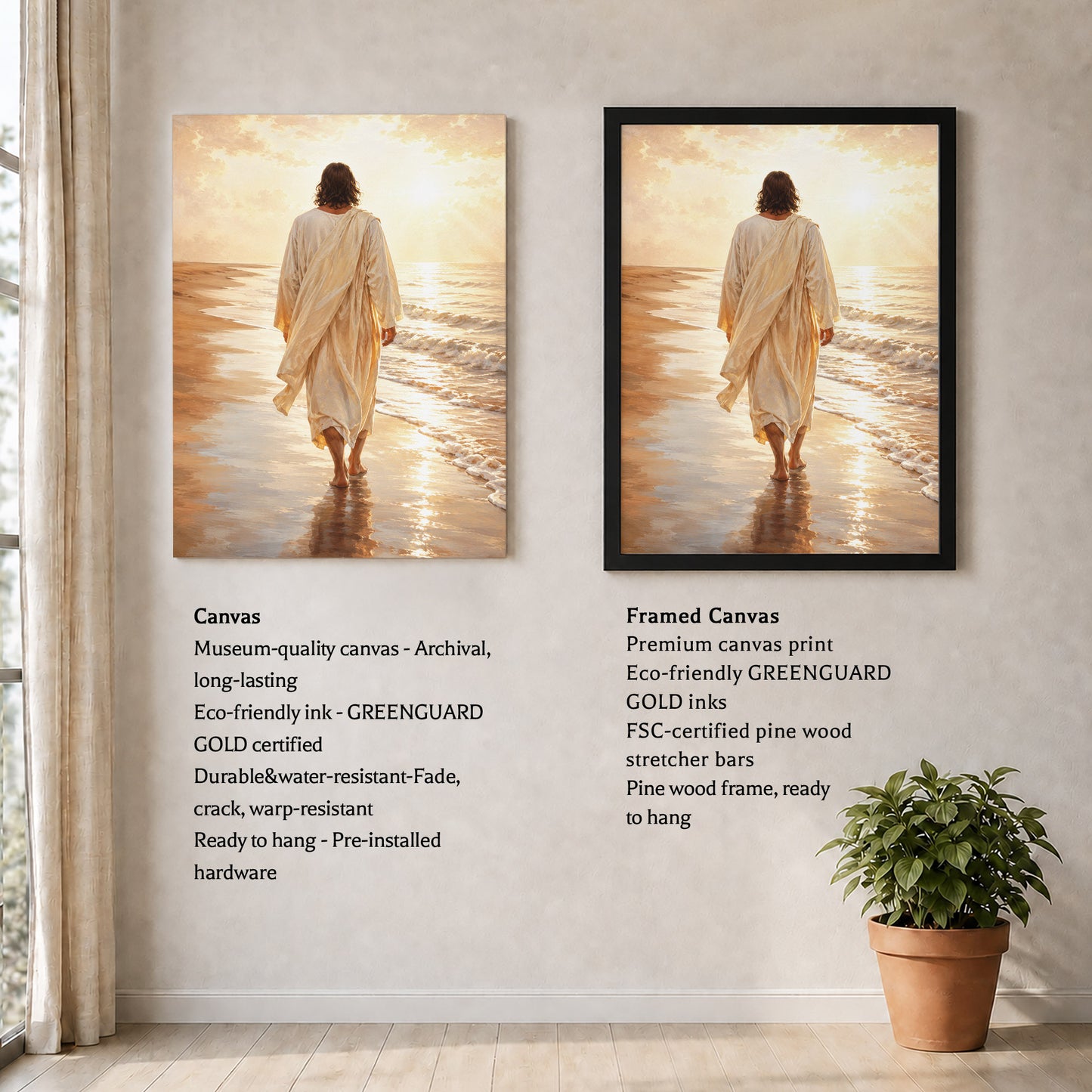Jesus Walking by the Sea Christian Wall Art Poster/Canvas