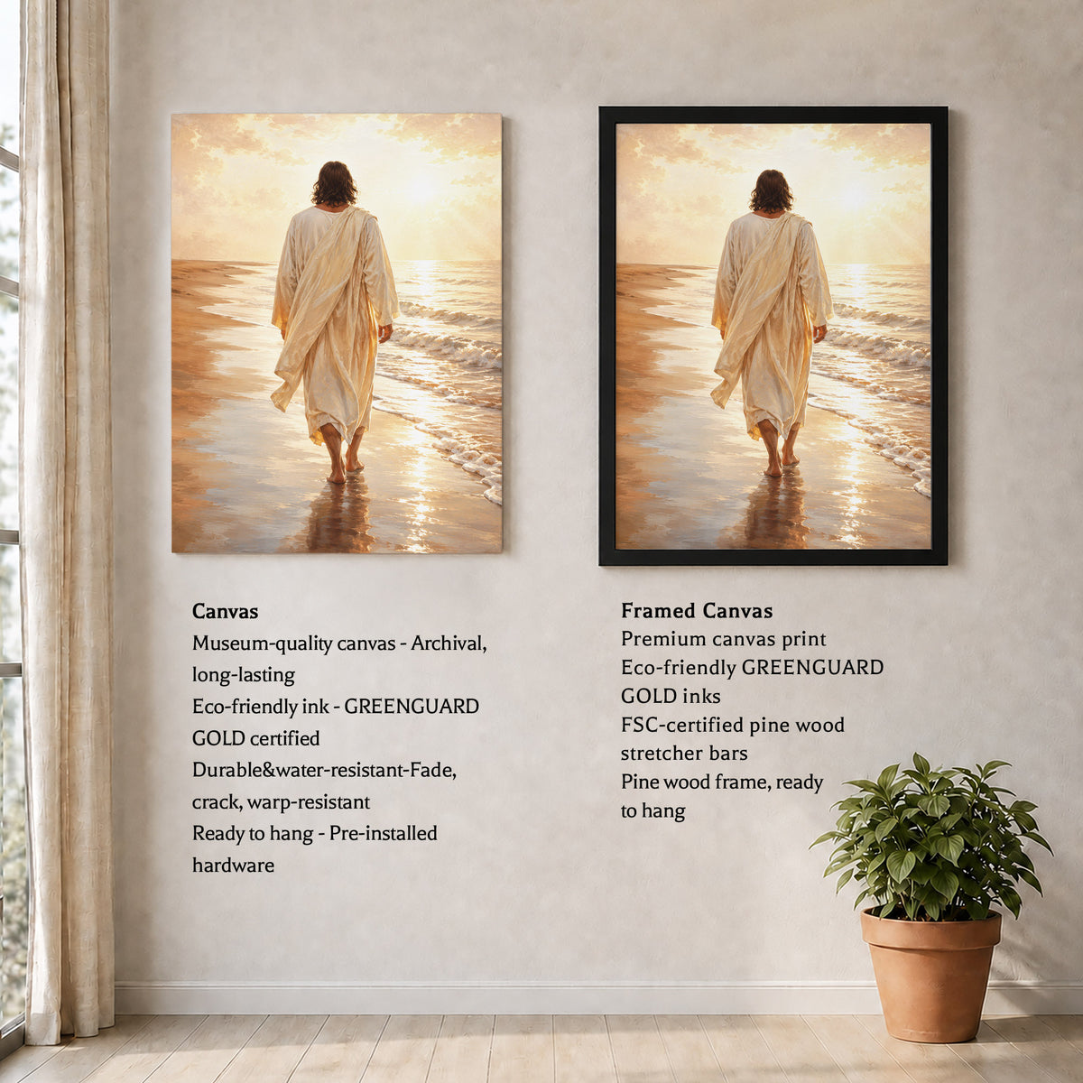 Jesus Walking by the Sea Christian Wall Art Poster/Canvas