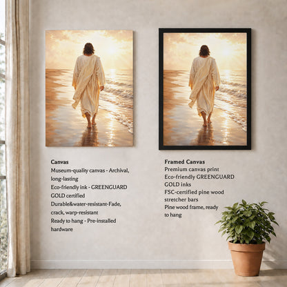 Jesus Walking by the Sea Christian Wall Art Poster/Canvas
