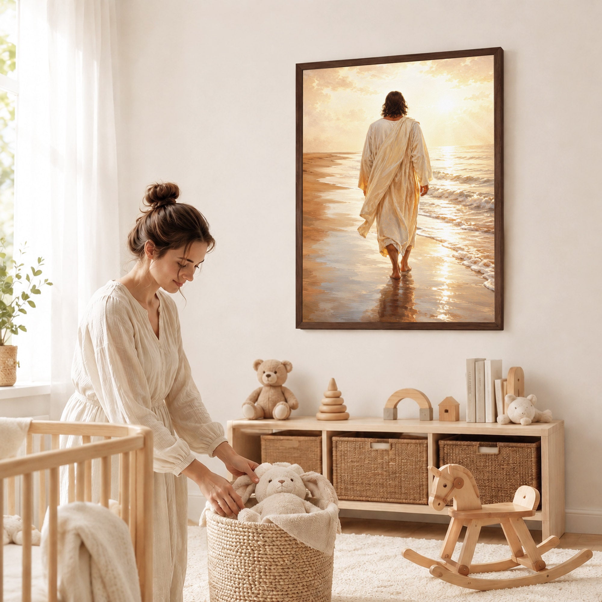 Jesus Walking by the Sea Christian Wall Art Poster/Canvas