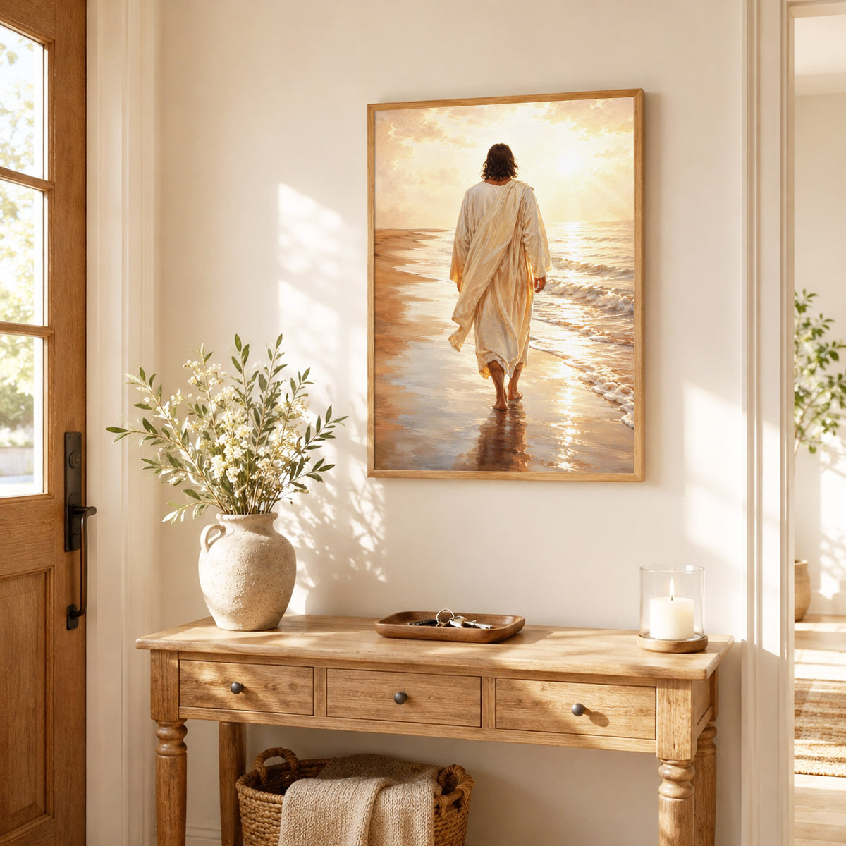 Jesus Walking by the Sea Christian Wall Art Poster/Canvas