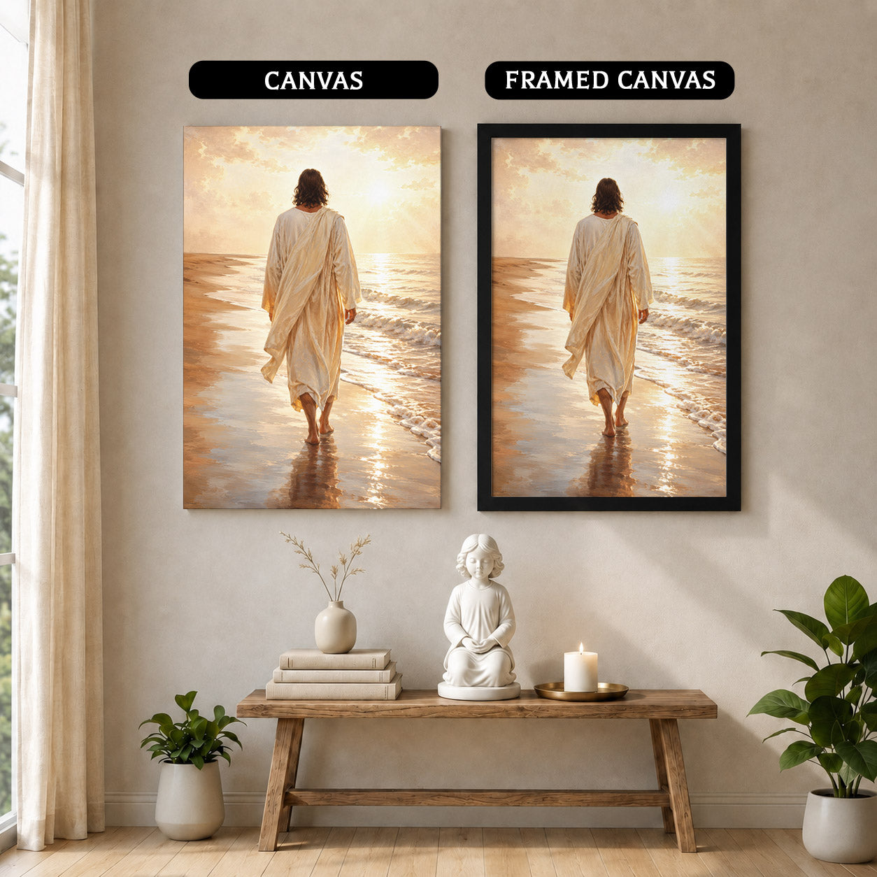 Jesus Walking by the Sea Christian Wall Art Poster/Canvas