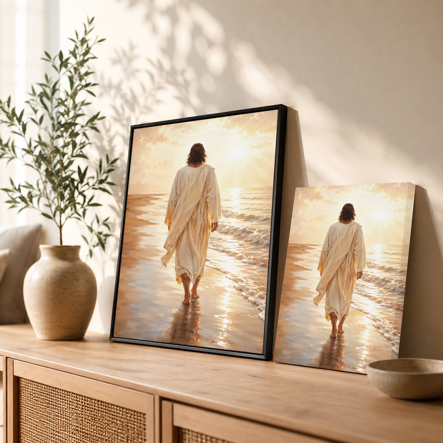 Jesus Walking by the Sea Christian Wall Art Poster/Canvas