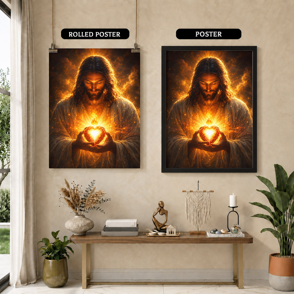 Jesus Christ Sacred Heart Light Christian Wall Art Poster/Canvas