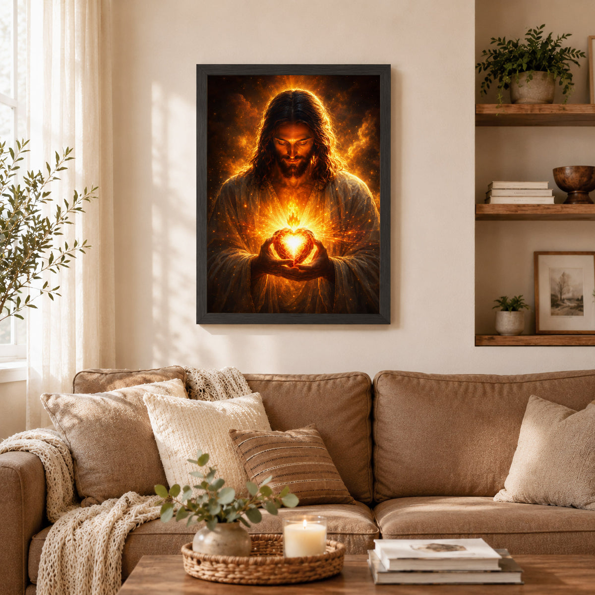 Jesus Christ Sacred Heart Light Christian Wall Art Poster/Canvas