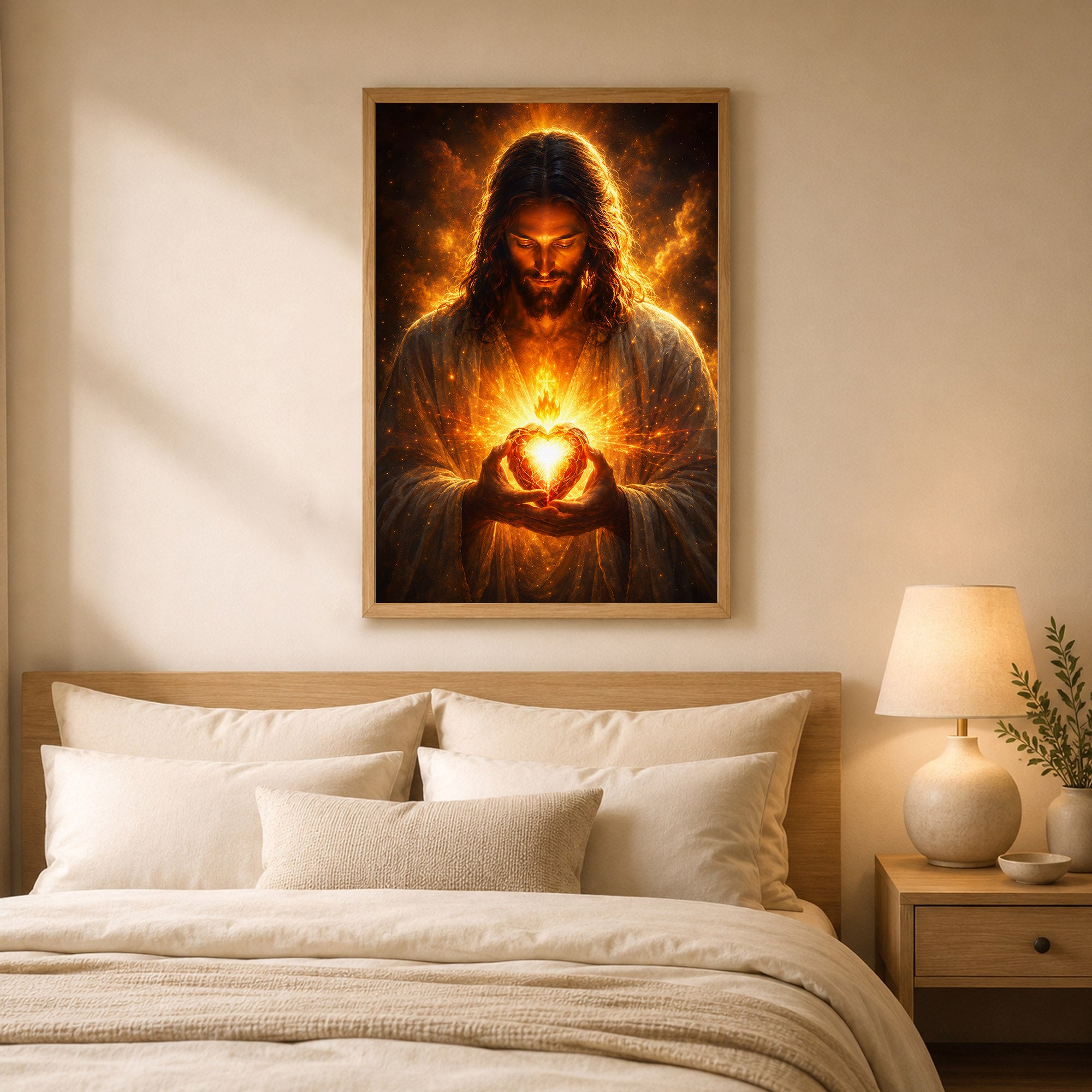 Jesus Christ Sacred Heart Light Christian Wall Art Poster/Canvas