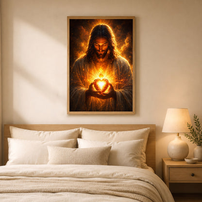 Jesus Christ Sacred Heart Light Christian Wall Art Poster/Canvas