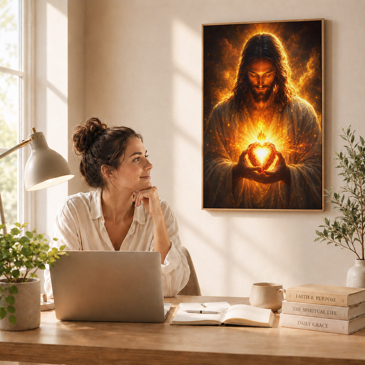 Jesus Christ Sacred Heart Light Christian Wall Art Poster/Canvas