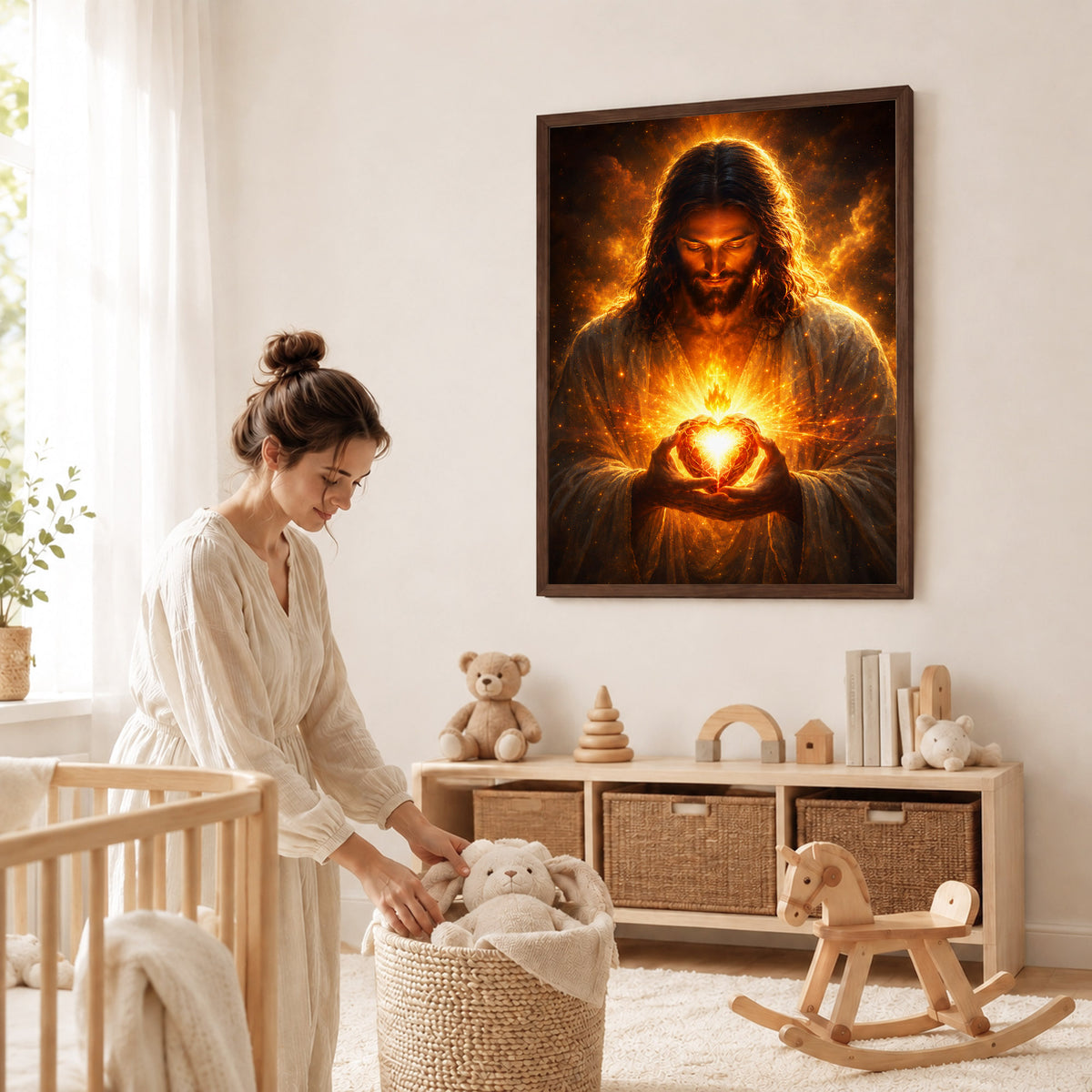 Jesus Christ Sacred Heart Light Christian Wall Art Poster/Canvas