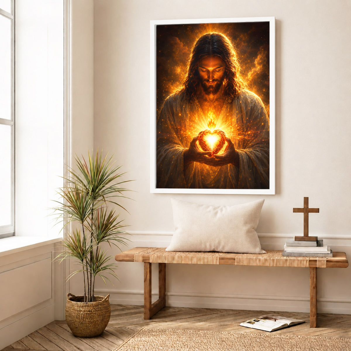 Jesus Christ Sacred Heart Light Christian Wall Art Poster/Canvas