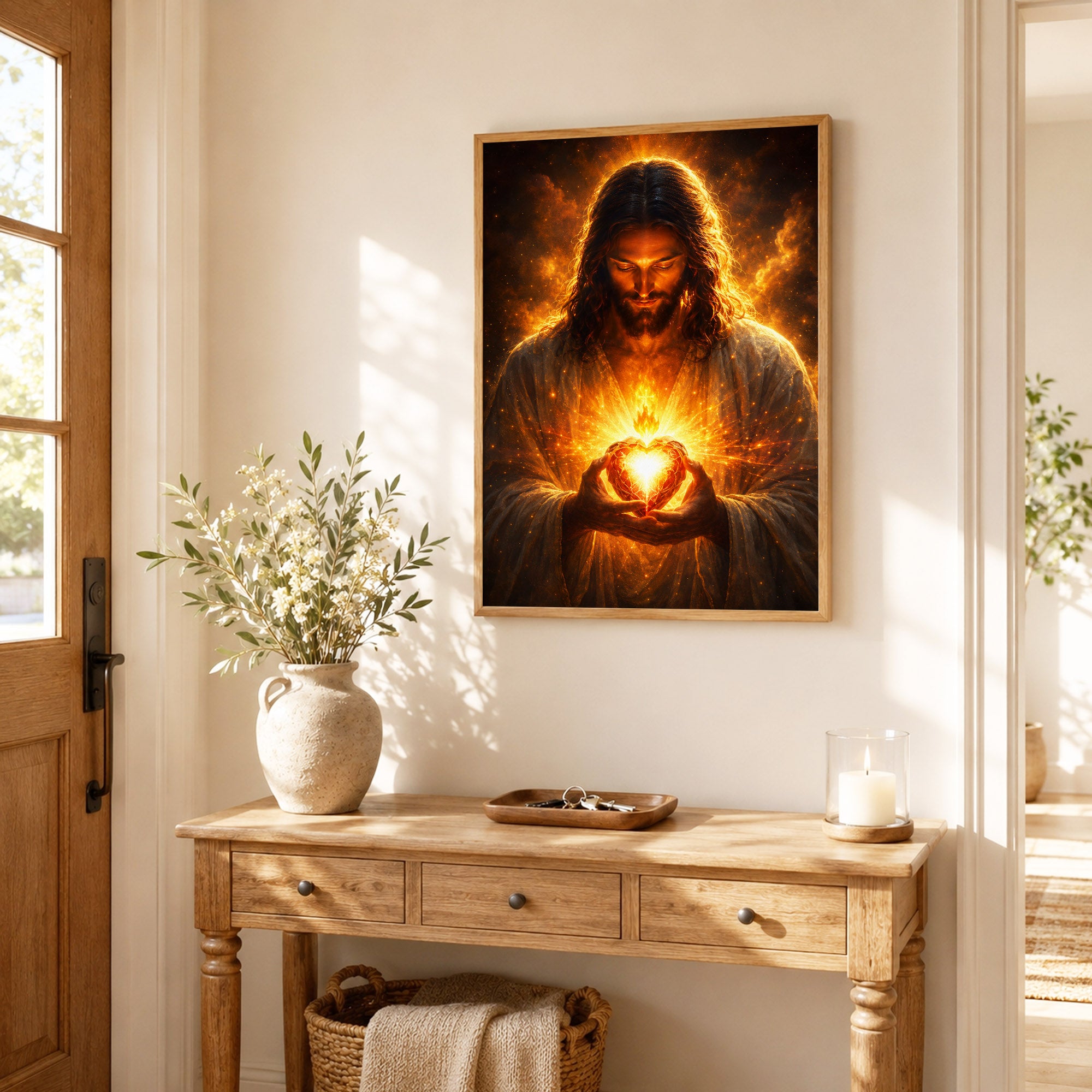 Jesus Christ Sacred Heart Light Christian Wall Art Poster/Canvas