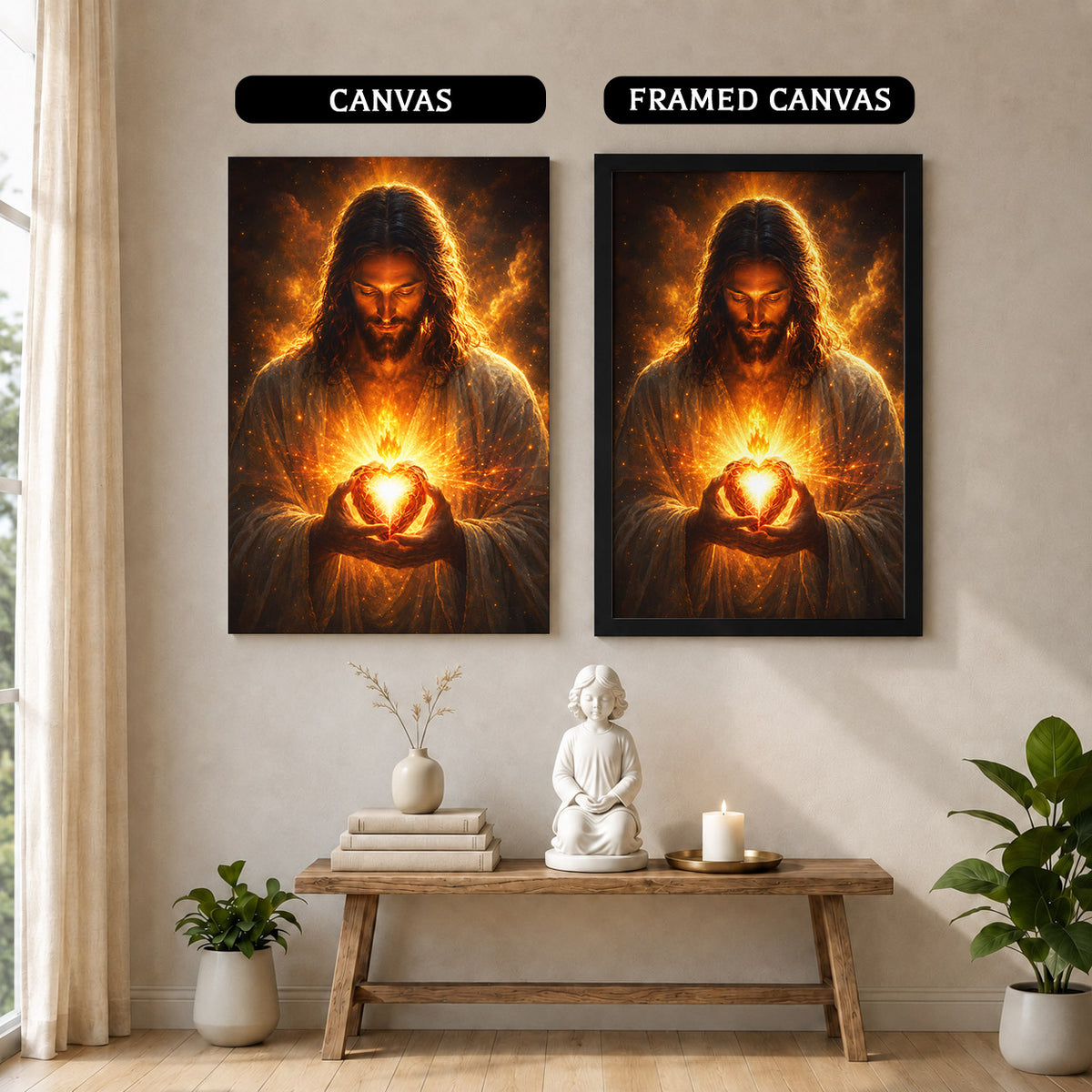 Jesus Christ Sacred Heart Light Christian Wall Art Poster/Canvas