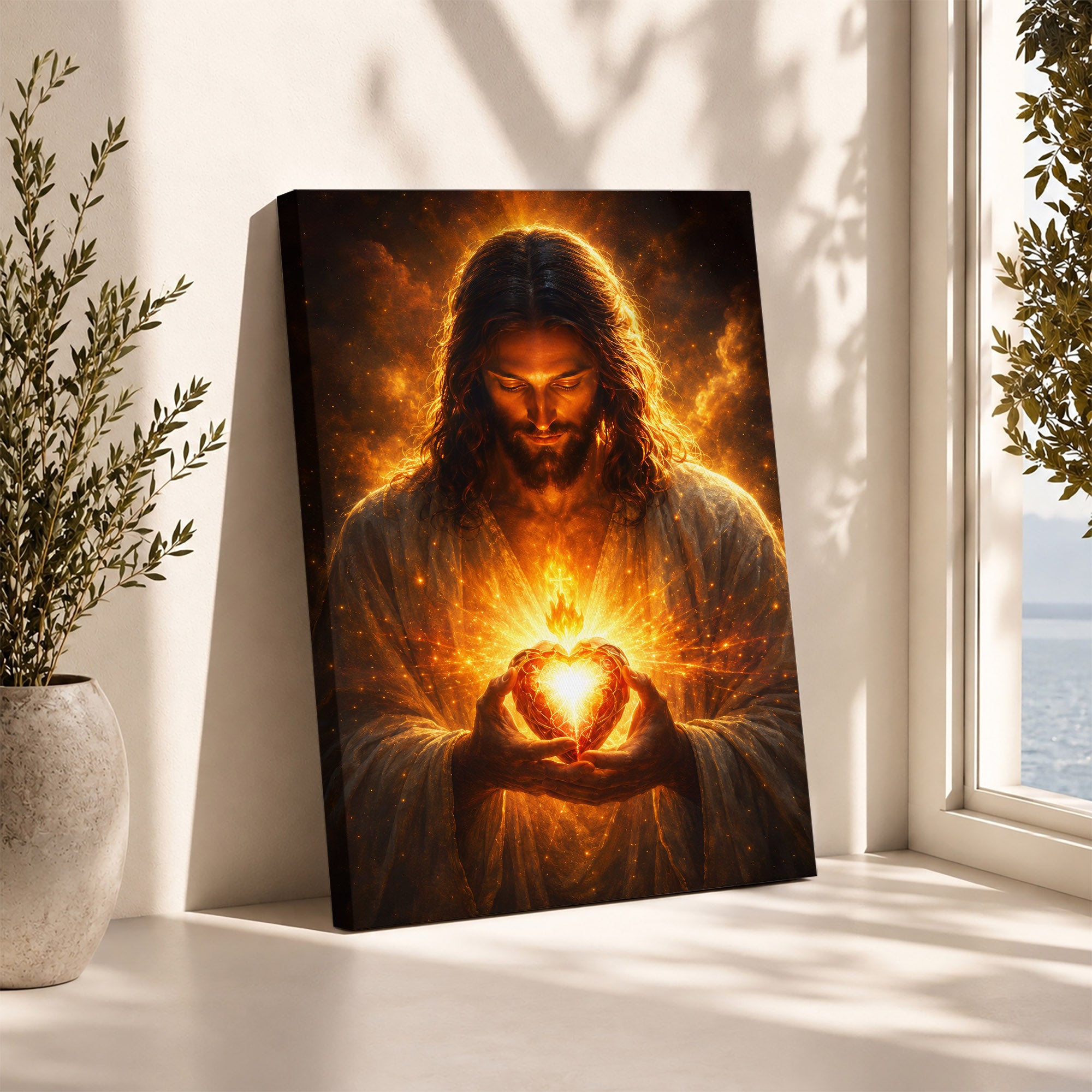 Jesus Christ Sacred Heart Light Christian Wall Art Poster/Canvas