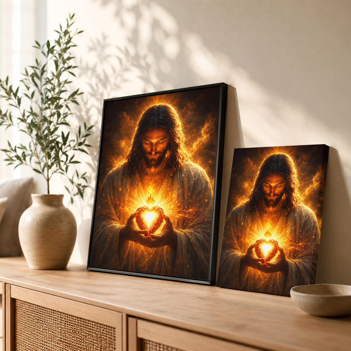 Jesus Christ Sacred Heart Light Christian Wall Art Poster/Canvas
