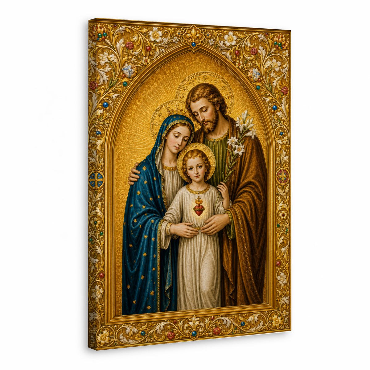 Holy Family Sacred Heart Poster/Canvas – Ornate Catholic Christian Wall Art