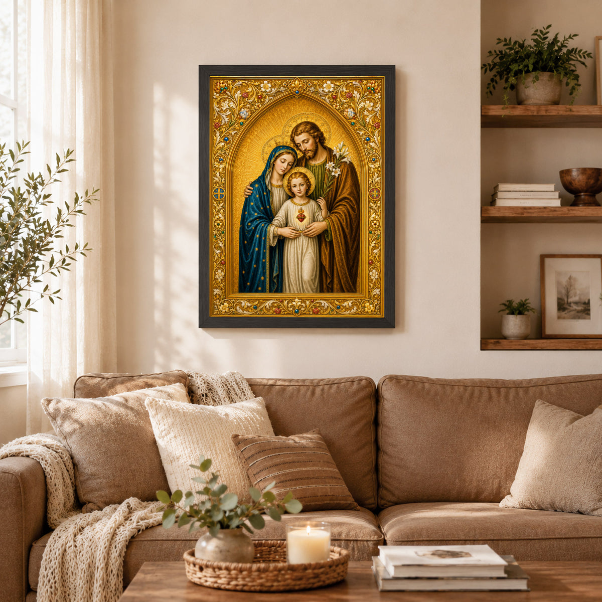 Holy Family Sacred Heart Poster/Canvas – Ornate Catholic Christian Wall Art