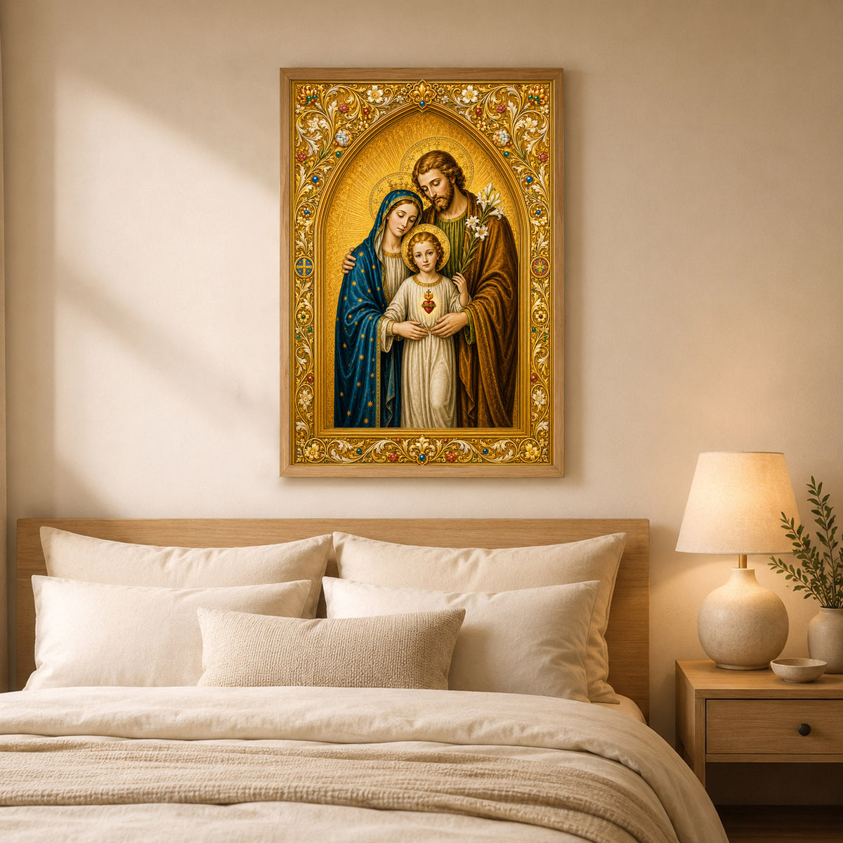 Holy Family Sacred Heart Poster/Canvas – Ornate Catholic Christian Wall Art