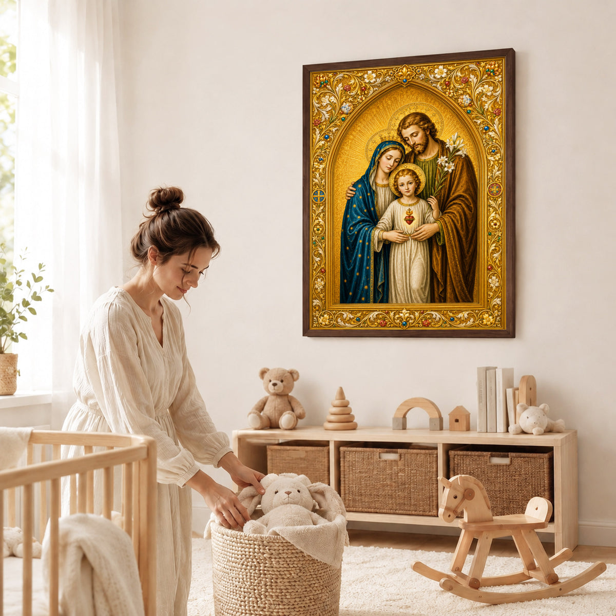 Holy Family Sacred Heart Poster/Canvas – Ornate Catholic Christian Wall Art