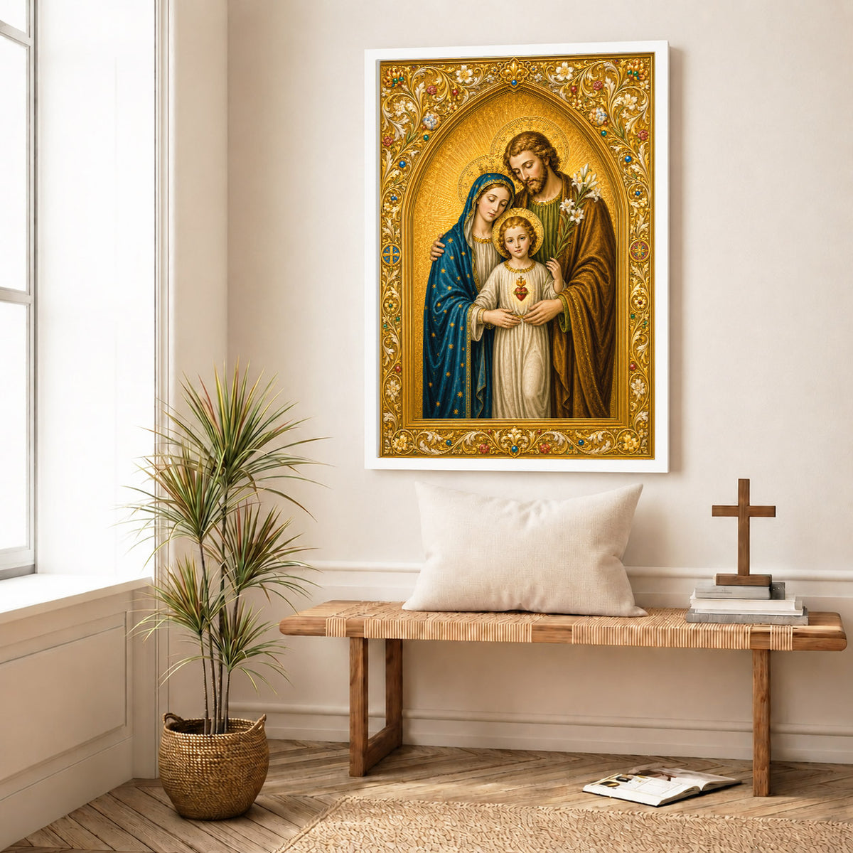 Holy Family Sacred Heart Poster/Canvas – Ornate Catholic Christian Wall Art