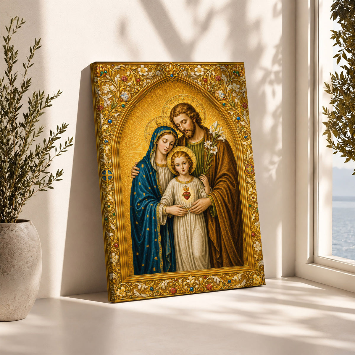 Holy Family Sacred Heart Poster/Canvas – Ornate Catholic Christian Wall Art