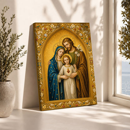 Holy Family Sacred Heart Poster/Canvas – Ornate Catholic Christian Wall Art