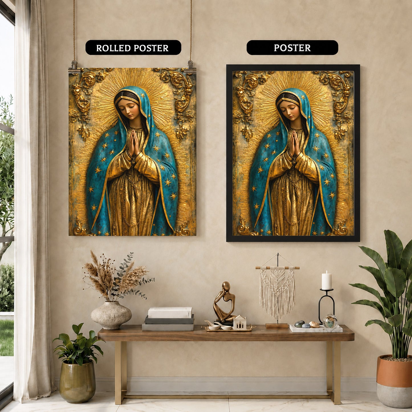 Our Lady of Grace with Radiant Gold Halo Wall Art Poster/Canvas