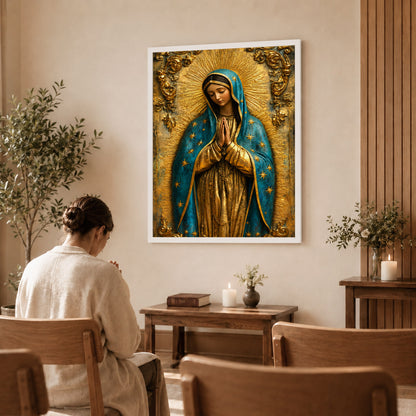 Our Lady of Grace with Radiant Gold Halo Wall Art Poster/Canvas