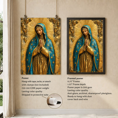 Our Lady of Grace with Radiant Gold Halo Wall Art Poster/Canvas