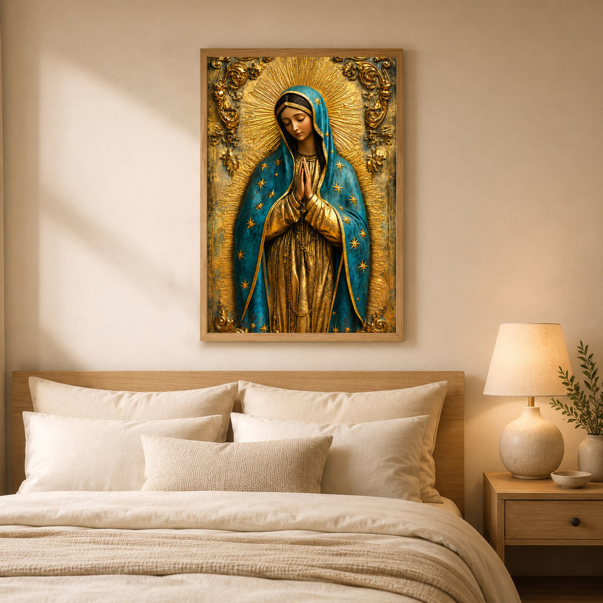 Our Lady of Grace with Radiant Gold Halo Wall Art Poster/Canvas
