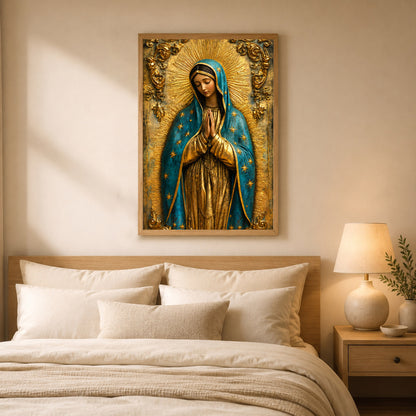Our Lady of Grace with Radiant Gold Halo Wall Art Poster/Canvas